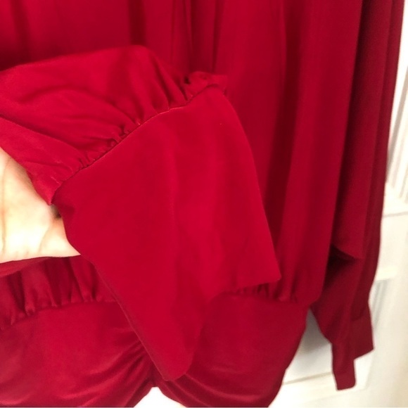 Boho Red Flowy  Pullover Draped Top Large - Picture 7 of 8